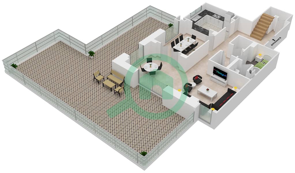 阿尔安巴尔大厦 - 3 卧室顶楼公寓单位3 / DUPLEX戶型图 interactive3D