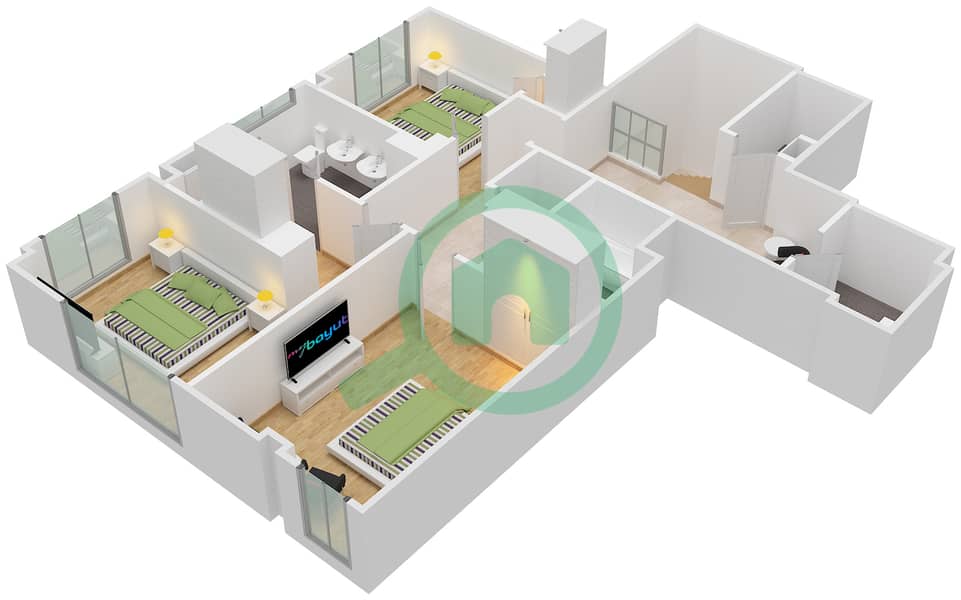 Al Anbar Tower - 3 Bedroom Penthouse Unit 3 / DUPLEX Floor plan interactive3D