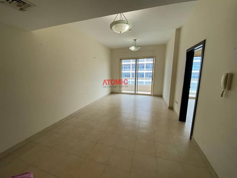 Vacant large one bedroom with balcony +maid room in warsan 4