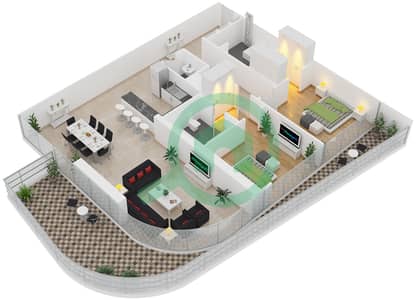Арпи Хайтс - Апартамент 2 Cпальни планировка Единица измерения 5 FLOOR 43