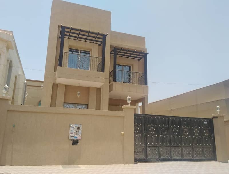 Villa for sale in Ajman, Al Mowaihat area, two floors, modern design, with the possibility of bank financing