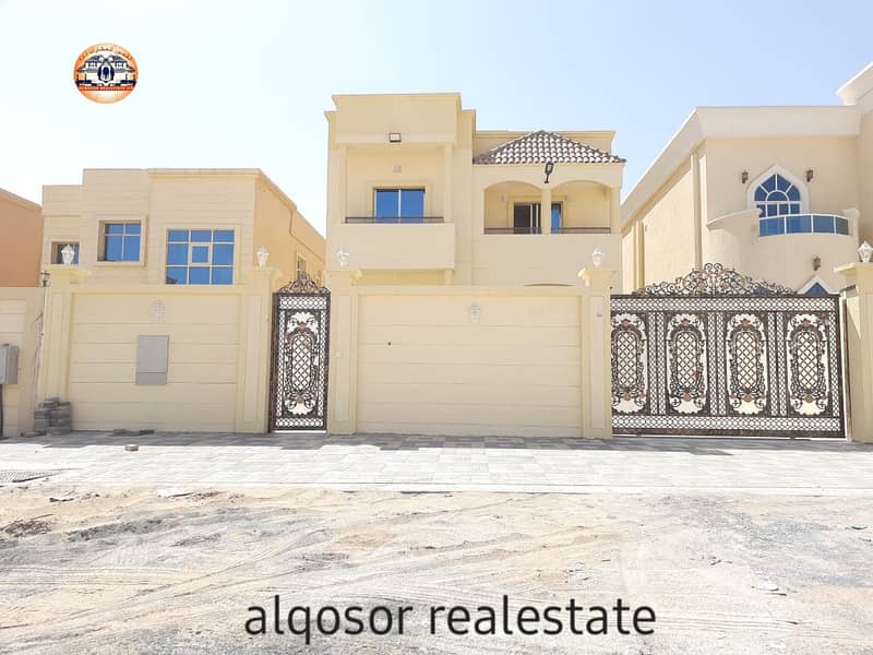 Villa for sale in Ajman, Al Mowaihat area, two floors, different design with the possibility of bank leaning