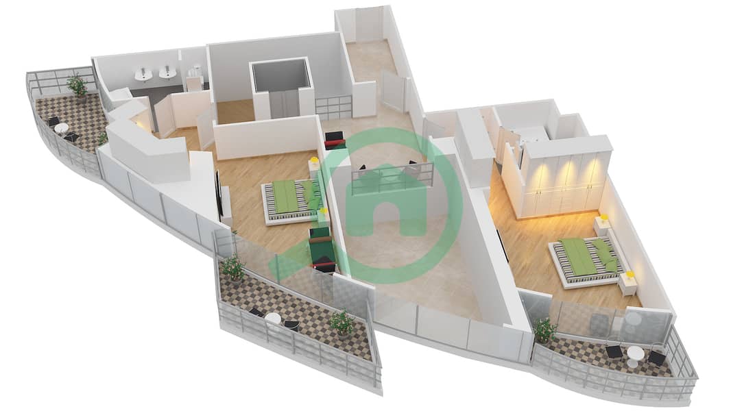 Imperial Avenue - 3 Bedroom Villa Type/unit 3BV/V1,V6 Floor plan interactive3D