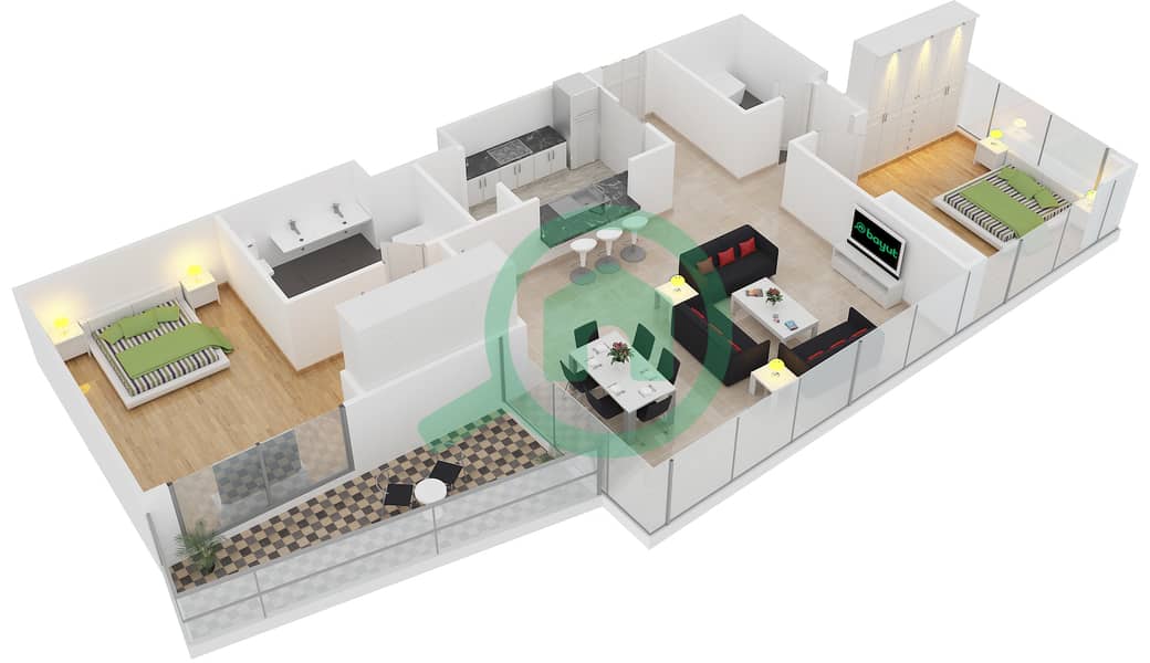 South Ridge 5 - 2 Bedroom Apartment Suite 05 FLOOR 3-31 Floor plan interactive3D