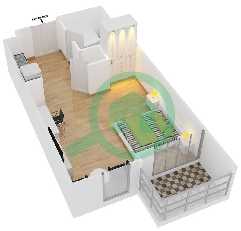 Standpoint Tower 2 - Studio Apartment Suite 6,8,10 FLOOR 1-4 Floor plan interactive3D