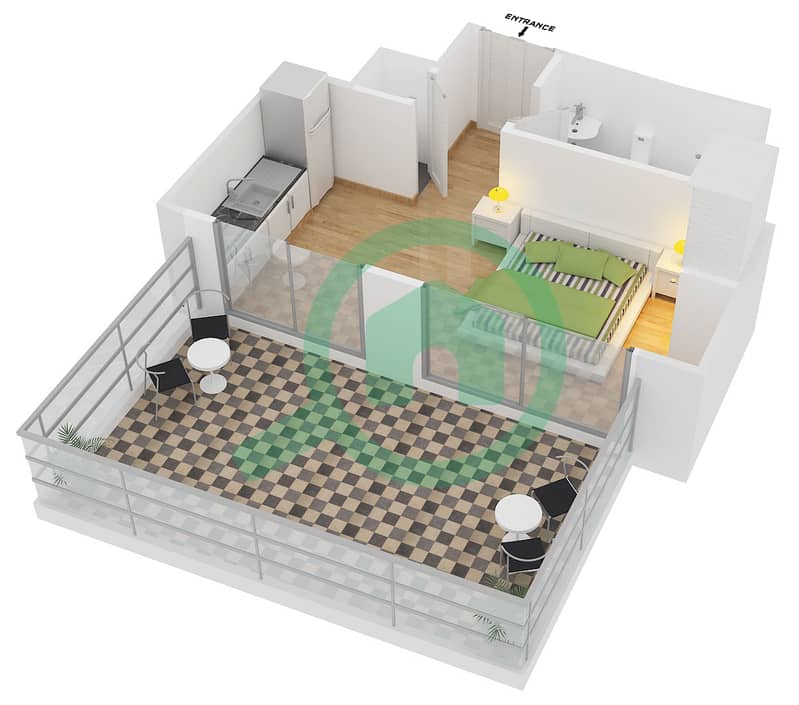 驻足2号大厦 - 单身公寓套房7 FLOOR 5戶型图 interactive3D