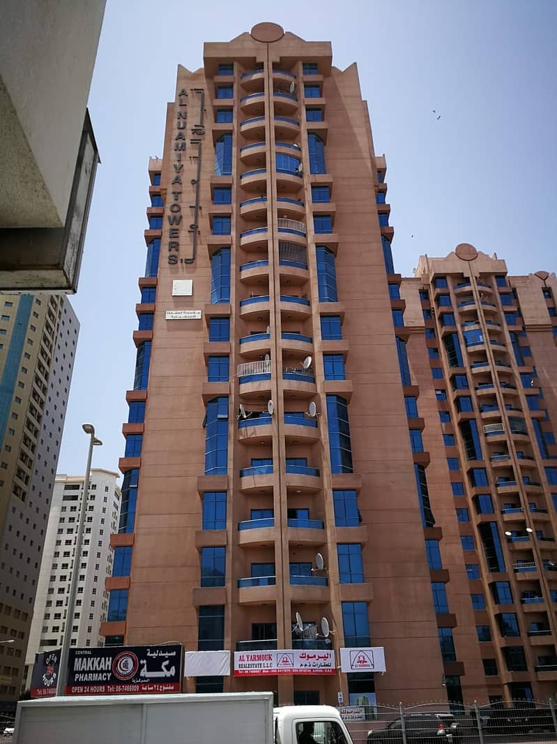 HIGH FLOOR WITH MAIDS ROOM NEGOTIABLE  3 BEDROOM HALL. 42K Nuaimiya towers