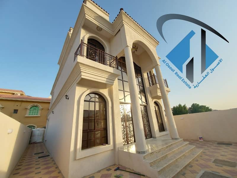 Villa for sale in Ajman on the corner of two streets, very excellent, close to services, with the possibility of bank financing
