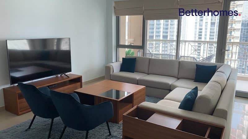 High Floor Furnished 2BR + Study+Balcony