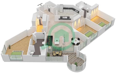 Shoreline Apartments - 3 Bedroom Apartment Type C Floor plan