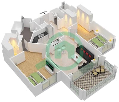 Jash Hamad - 2 Bedroom Apartment Type D Floor plan