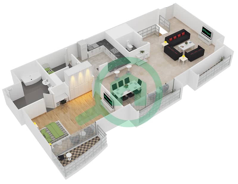 Kempinski Central Avenue Dubai - 3 Bedroom Penthouse Type C1 Floor plan interactive3D