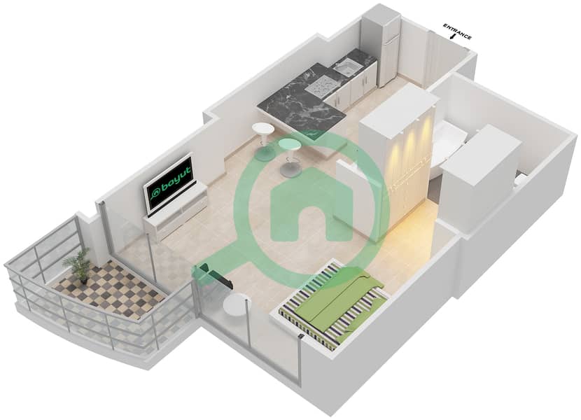 Kempinski Central Avenue Dubai - Studio Apartment Type S4 Floor plan interactive3D