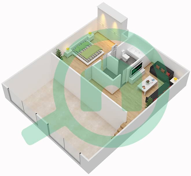 المخططات الطابقية لتصميم التصميم 311 شقة 2 غرفة نوم - لوفتس بوديوم interactive3D