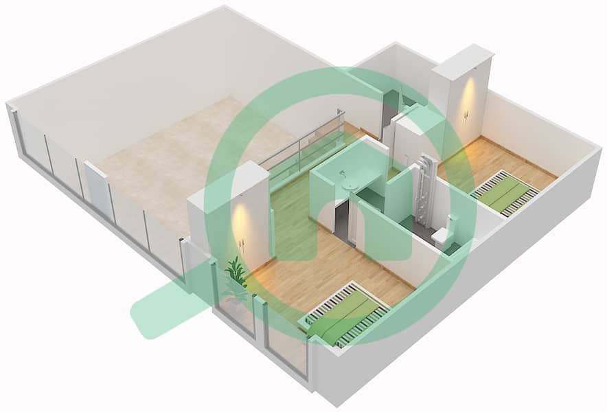 المخططات الطابقية لتصميم التصميم 347 شقة 1 غرفة نوم - لوفتس بوديوم interactive3D