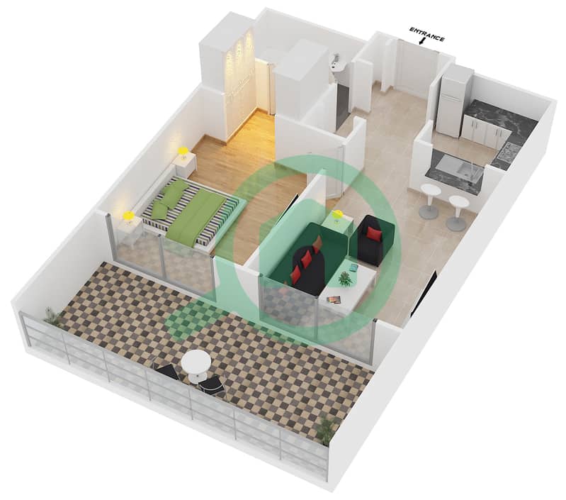 Standpoint Tower 1 - 1 Bedroom Apartment Suite 8 FLOOR 5 Floor plan interactive3D
