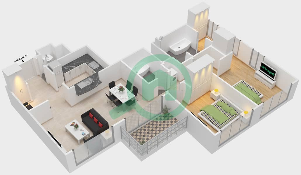 Standpoint Tower 1 - 2 Bedroom Apartment Suite 4 FLOOR 22 - 23 Floor plan interactive3D