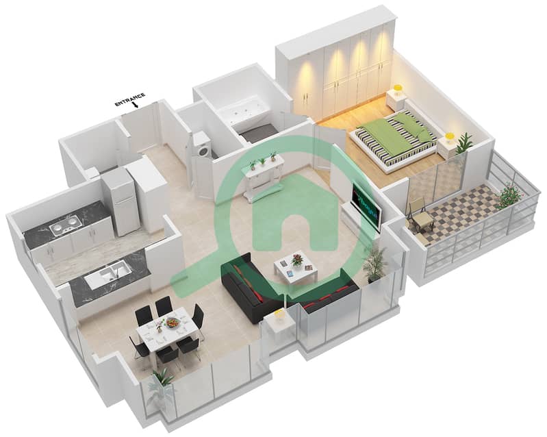 South Ridge 2 - 1 Bedroom Apartment Suite 04 FLOOR 3-31 Floor plan interactive3D