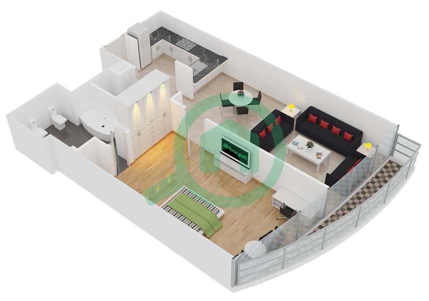 The Distinction - 1 Bedroom Apartment Unit 5 FLOOR 47 Floor plan interactive3D
