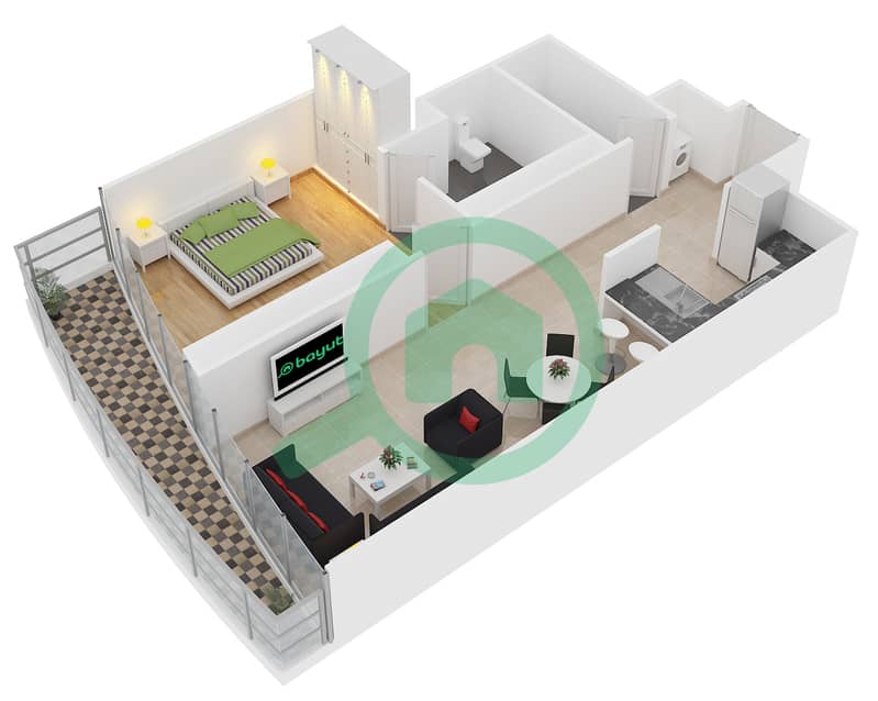The Distinction - 1 Bedroom Apartment Unit 5 FLOOR 7-24,26 Floor plan interactive3D