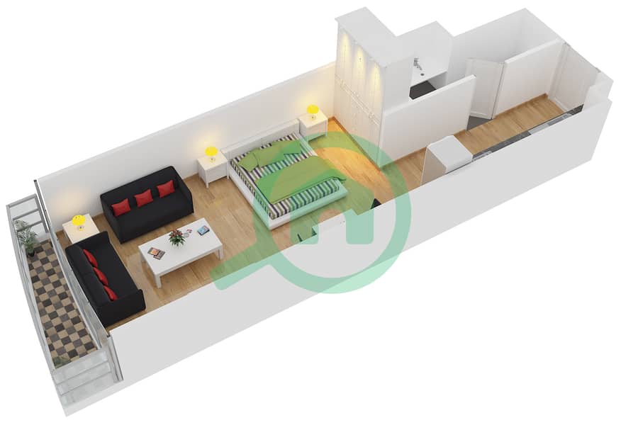 绝佳酒店式公寓 - 单身公寓单位6 FLOOR 7-11,12-24,26戶型图 interactive3D