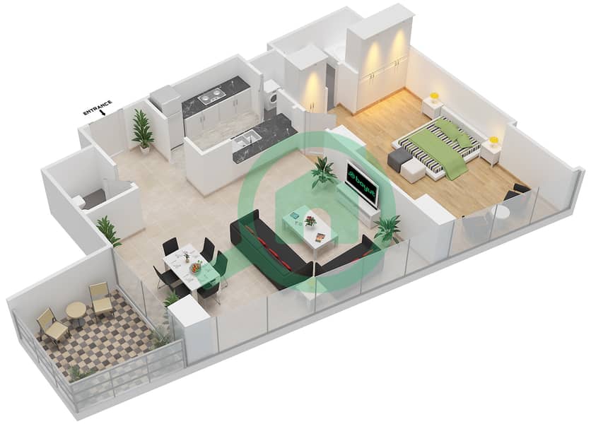 المخططات الطابقية لتصميم التصميم 05 FLOOR 4-37 شقة 1 غرفة نوم - أبراج ساوث ريدج 6 interactive3D