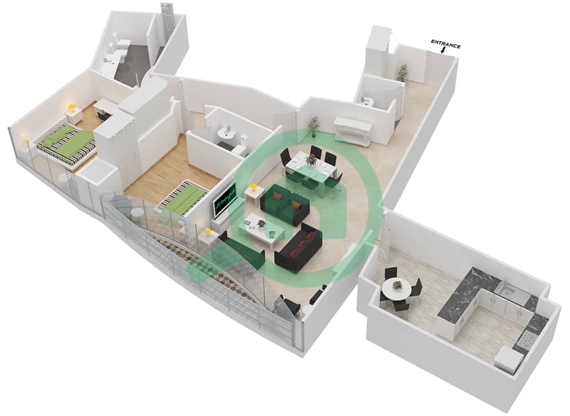 The Address Sky View Tower 1 - 2 Bedroom Apartment Unit 1,7 / FLOOR 17-43 Floor plan Floor 17-43 interactive3D