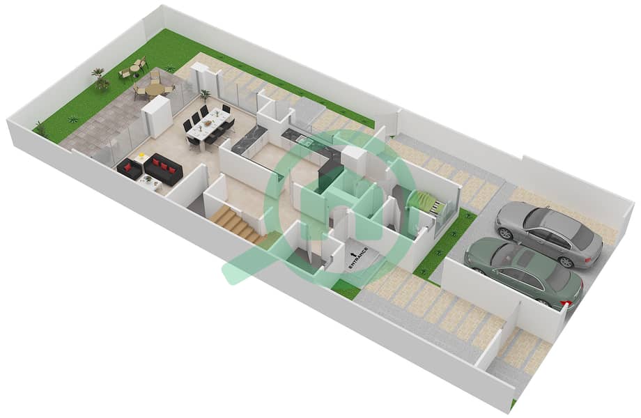 Arabella 1 - 3 Bedroom Townhouse Unit SEMI DETACHED MIDDLE Floor plan interactive3D