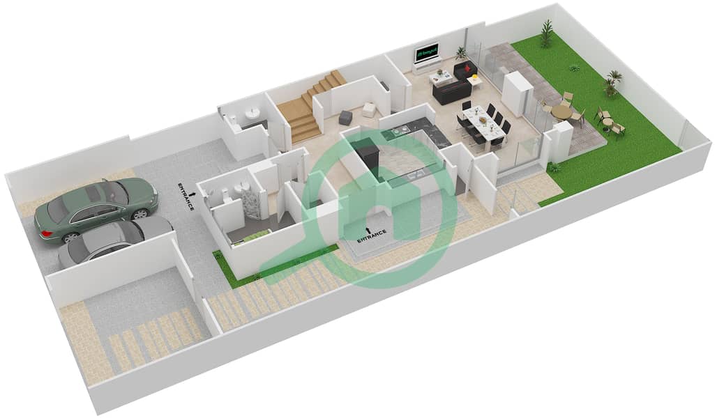 Arabella 1 - 3 Bedroom Townhouse Unit SEMI DETACHED CORNER Floor plan interactive3D