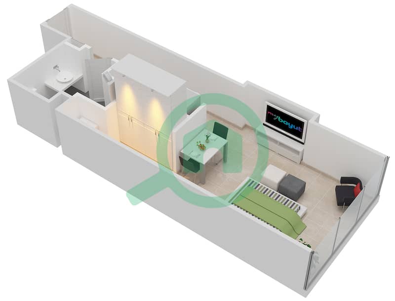 RP大厦 - 单身公寓单位2 FLOOR 7戶型图 interactive3D