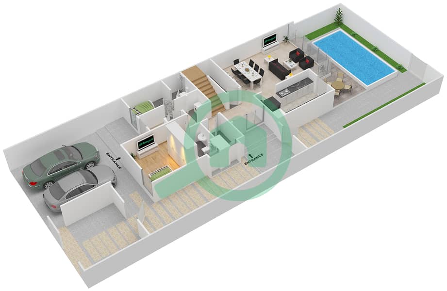 المخططات الطابقية لتصميم الوحدة SEMI DETACHED CORNER تاون هاوس 4 غرف نوم - أرابيلا 1 interactive3D