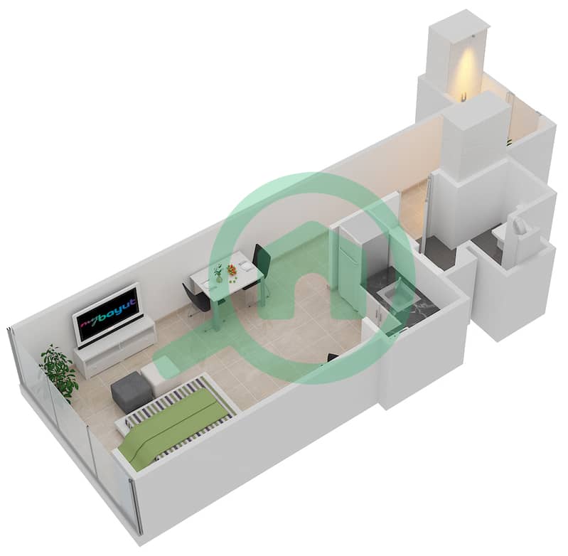 RP大厦 - 单身公寓单位3 FLOOR 7戶型图 interactive3D