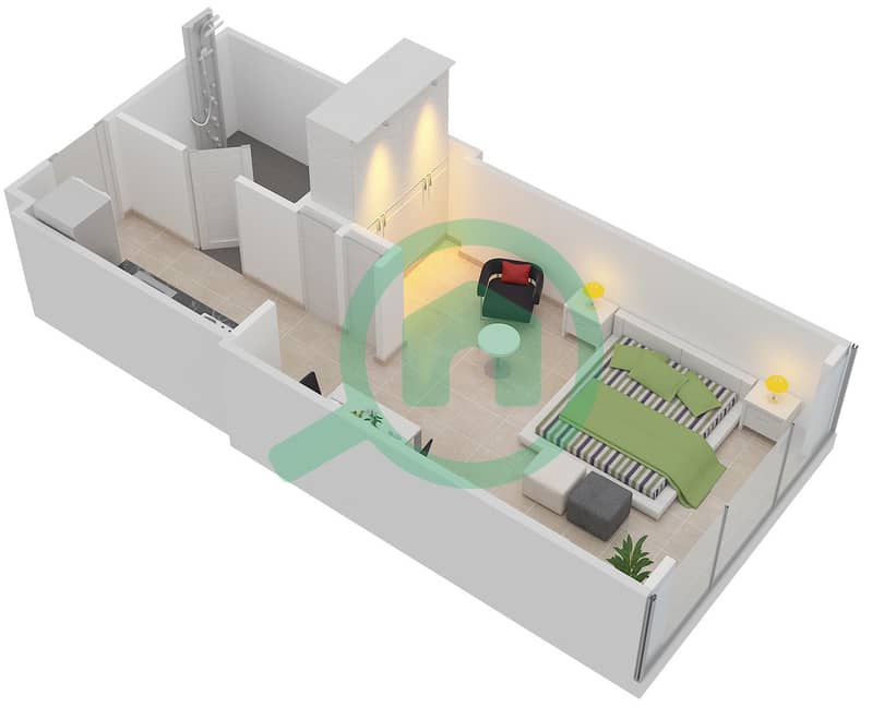 Арпи Хайтс - Апартамент Студия планировка Единица измерения 8 FLOOR 7 interactive3D