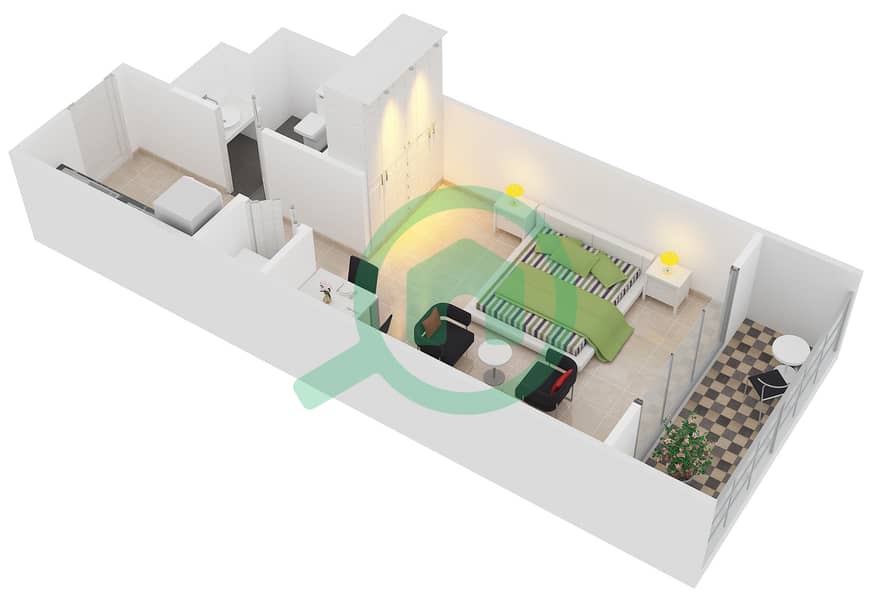 Boulevard Central 2 - Studio Apartment Suite 4 FLOOR 4-17 Floor plan interactive3D