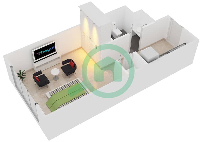 Boulevard Central 2 - Studio Apartment Suite 3 FLOOR 19-20 Floor plan interactive3D