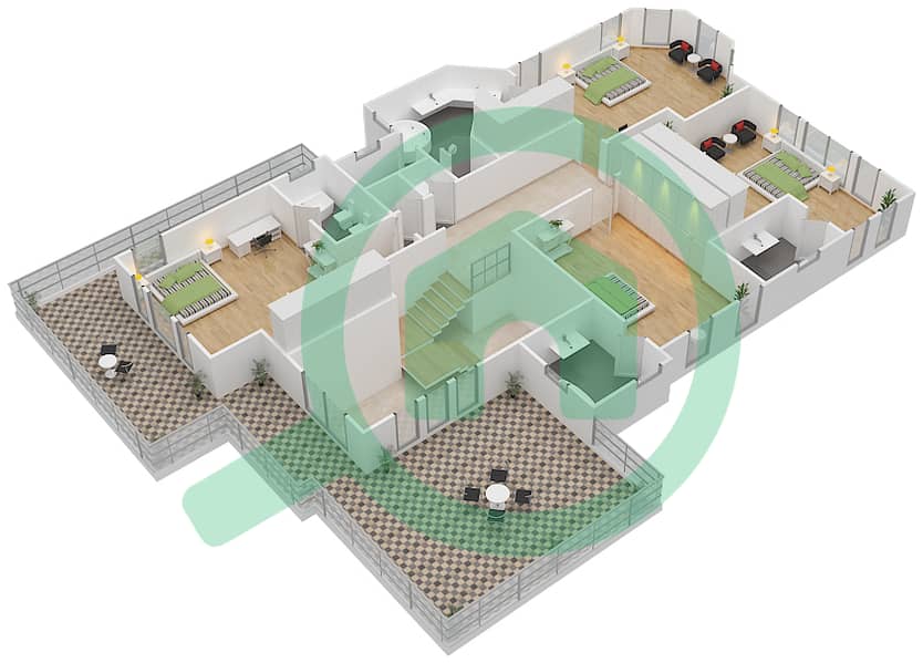 Гарден Хоумс Фронд Д - Вилла 4 Cпальни планировка Тип ATRIUM ENTRY SANTA FE interactive3D