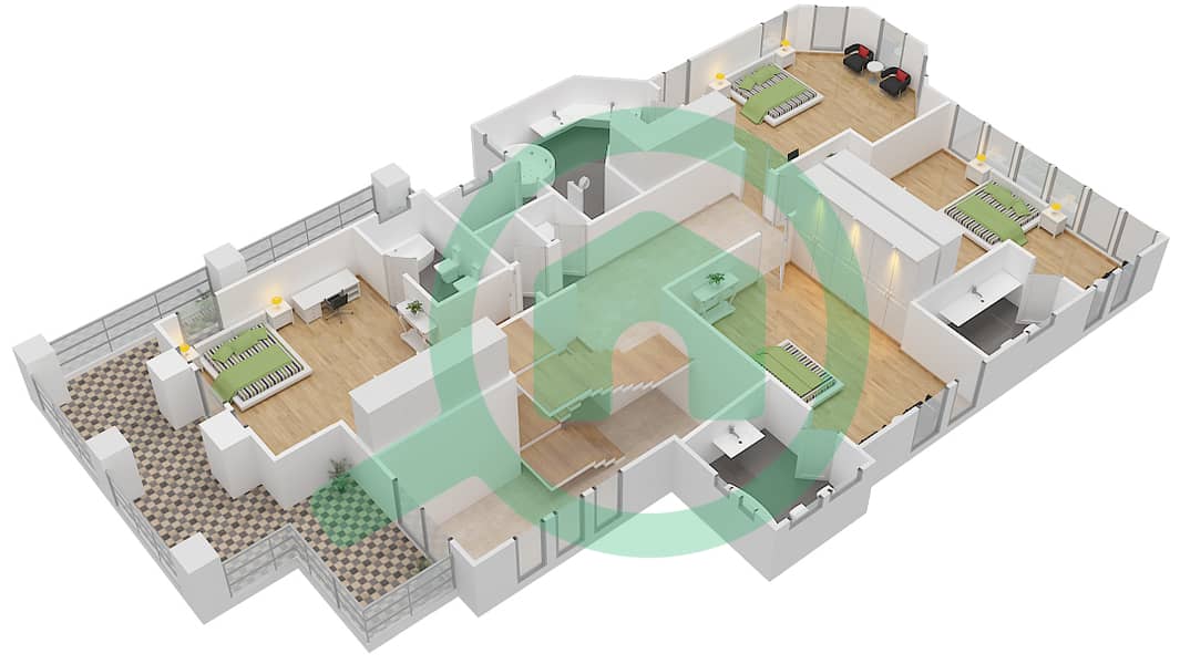 Гарден Хоумс Фронд Д - Вилла 5 Cпальни планировка Тип ATRIUM ENTRY II MEDITERRA interactive3D