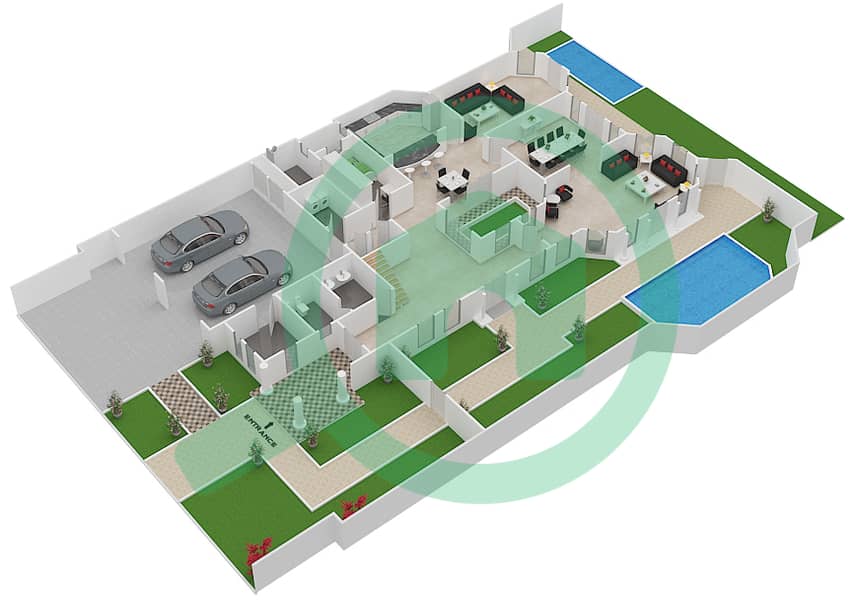 Garden Homes Frond G - 3 Bedroom Villa Type GARDEN GALLERY ARABIC Floor plan interactive3D