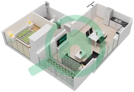 المخططات الطابقية لتصميم النموذج 1 شقة 1 غرفة نوم - عزيزي ريفييرا 8