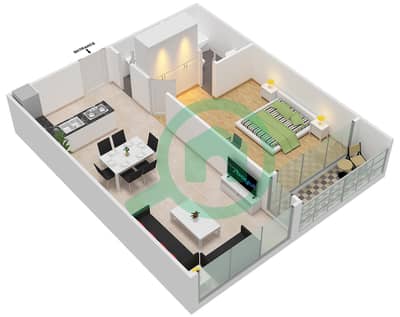 Burj Al Nujoom - 1 Bed Apartments Unit 4 Typical Floor Floor plan