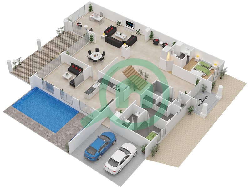 Jumeirah Zabeel Saray - 5 Bedroom Townhouse Type 2 Floor plan interactive3D