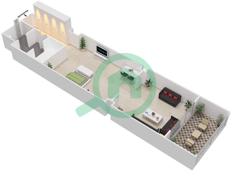 Jumeirah Zabeel Saray - Studio Apartment Suite 3 Floor plan interactive3D
