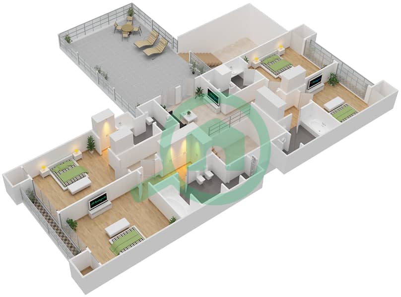 Jumeirah Zabeel Saray - 4 Bedroom Townhouse Type 7 Floor plan interactive3D