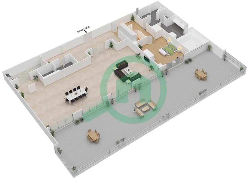 Jumeirah Zabeel Saray - 1 Bedroom Apartment Suite 8 Floor plan interactive3D