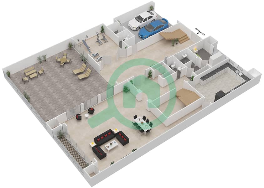 Jumeirah Zabeel Saray - 4 Bedroom Townhouse Type 7 Floor plan interactive3D