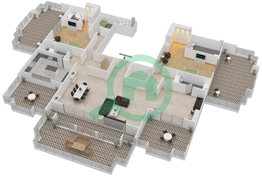 Maurya - 3 Bedroom Penthouse Type 2 Floor plan interactive3D