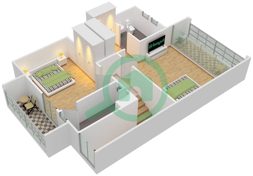 阿拉贝拉2区 - 2 卧室公寓类型／单位A/MIDDLE戶型图 interactive3D