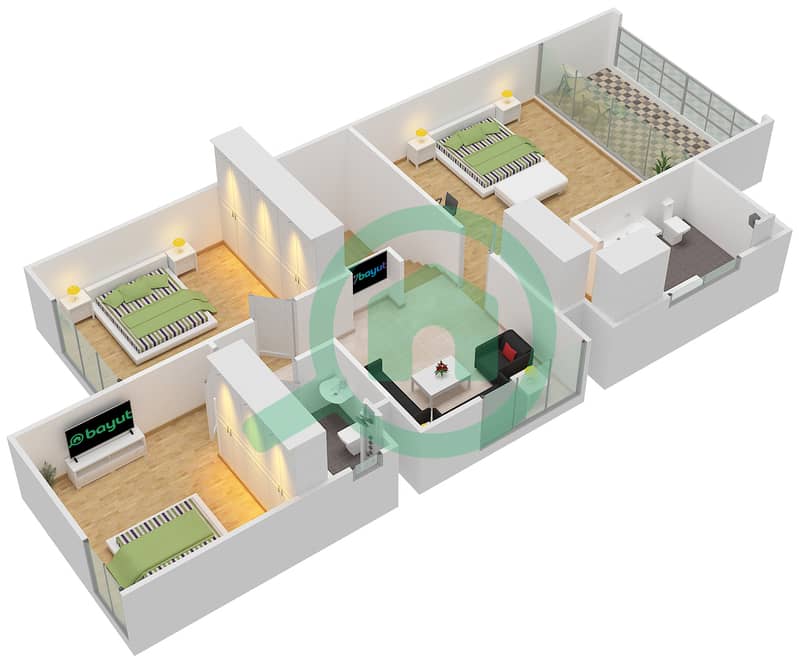 Arabella 2 - 4 Bedroom Townhouse Type A/SEMI DETACHED Floor plan interactive3D