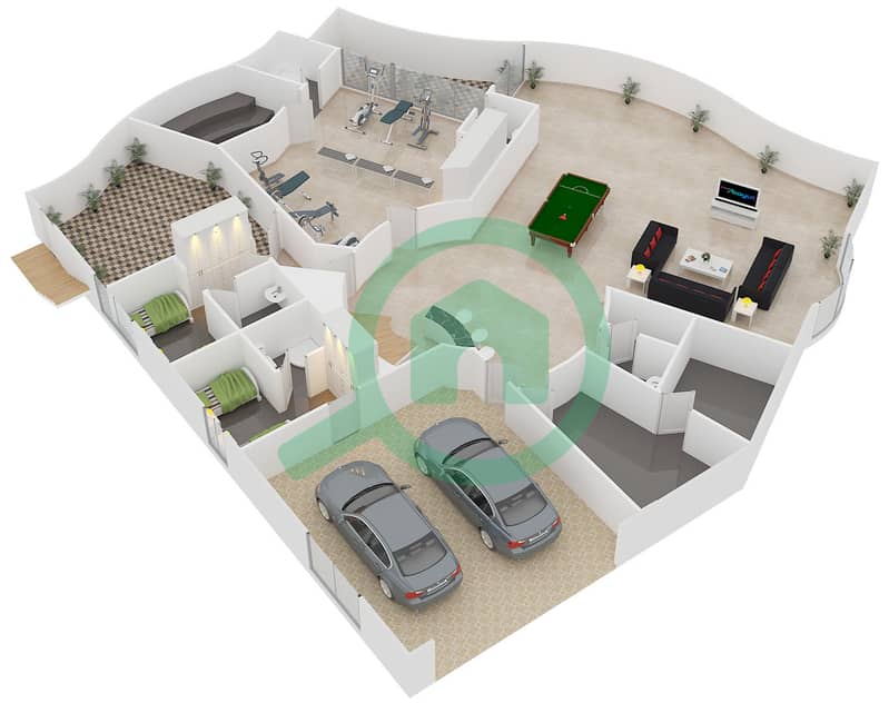 المخططات الطابقية لتصميم الوحدة D فیلا 5 غرف نوم - كمبينسكي نخلة جميرا interactive3D