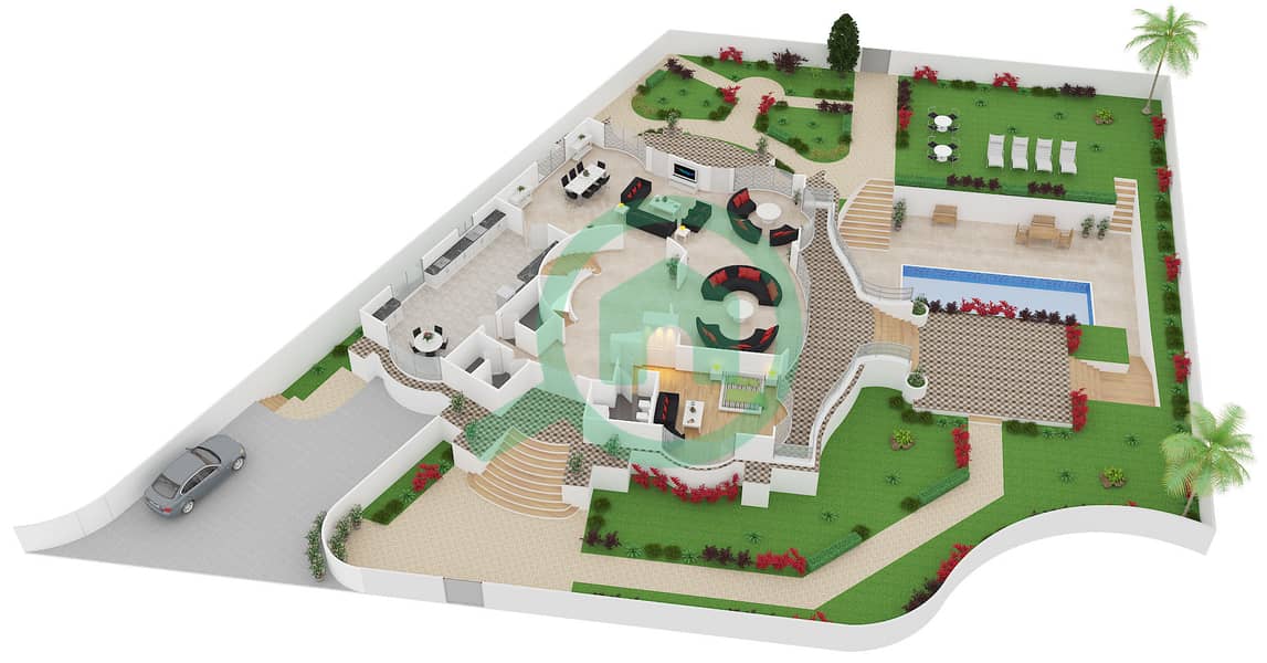 凯宾斯基棕榈公寓 - 5 卧室别墅单位D戶型图 interactive3D